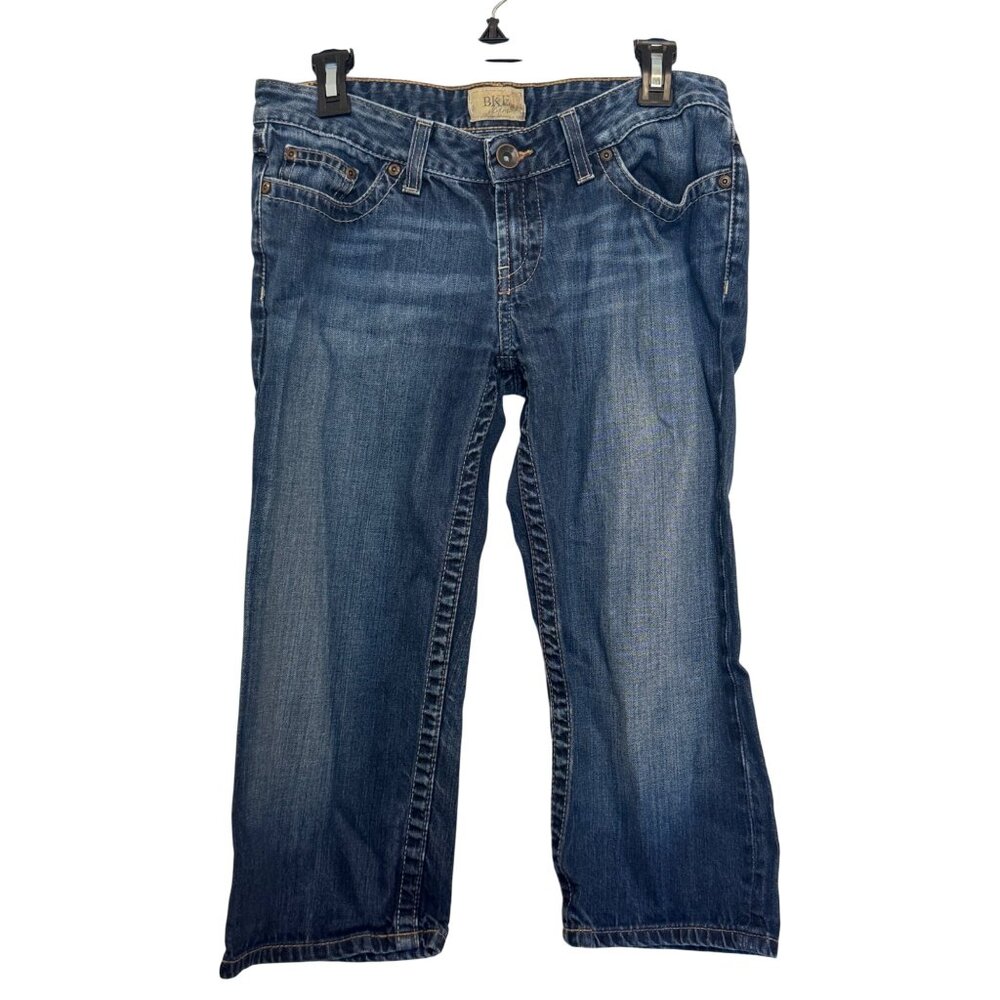 BKE Denim Womens Crop Jeans Size 29 Dark Wash Button Fly Cotton